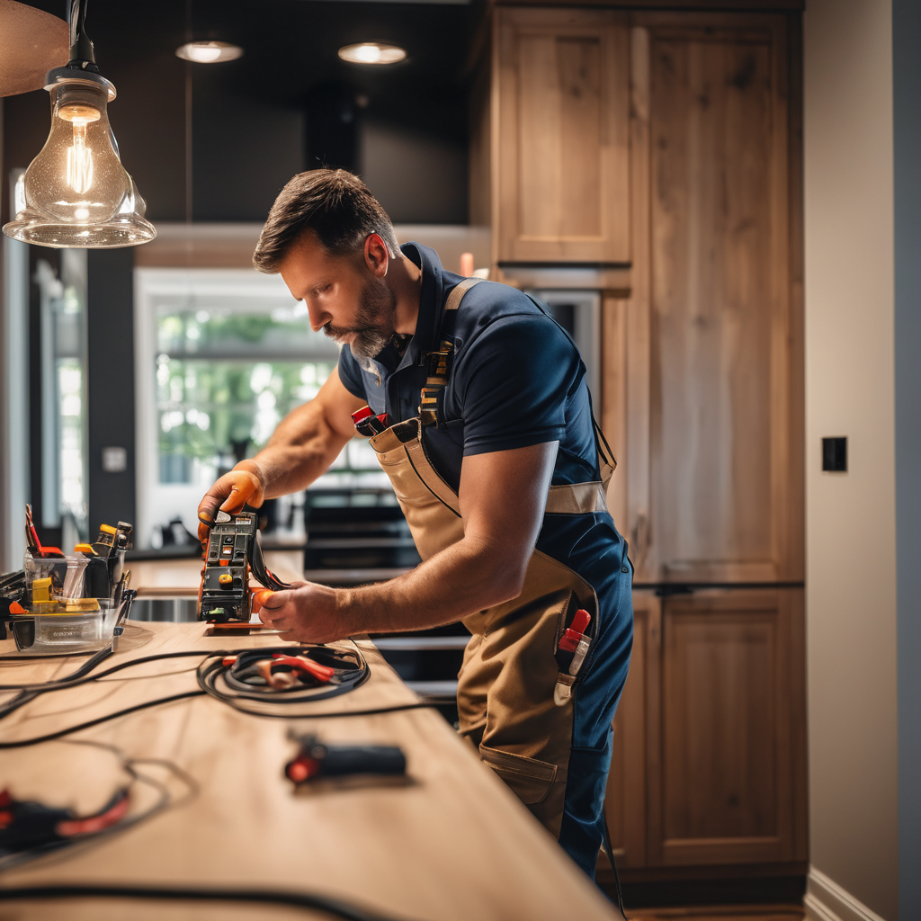 Modern electrical installation with professional-grade components and safety protocols